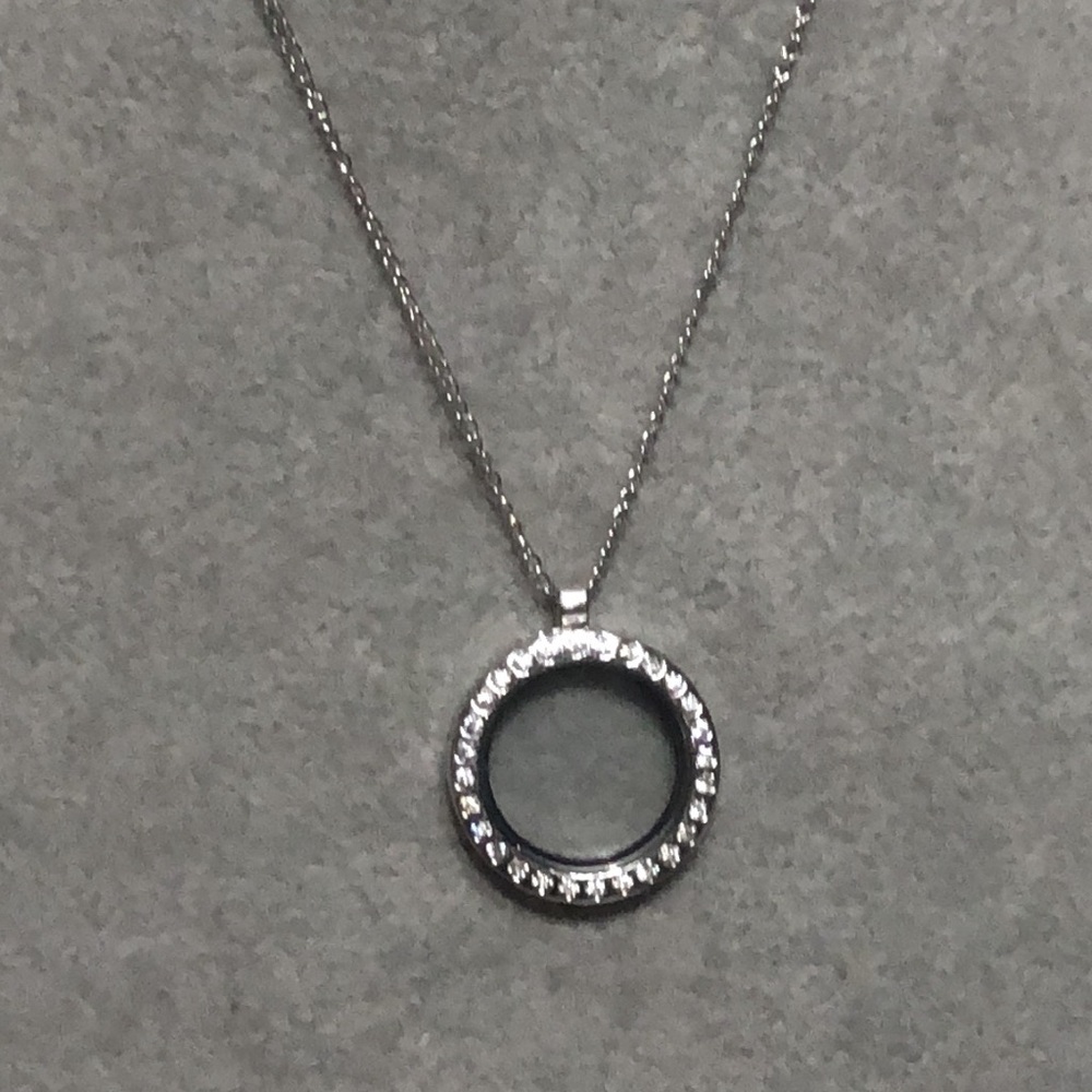 Stainless Steel Silver Crystal Round Locket Pendant